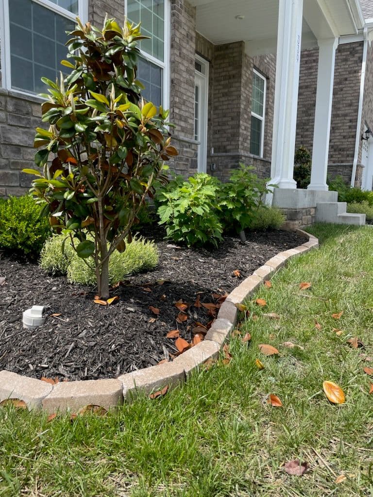 Landscape Design with Stone Edging and Garden Bed image